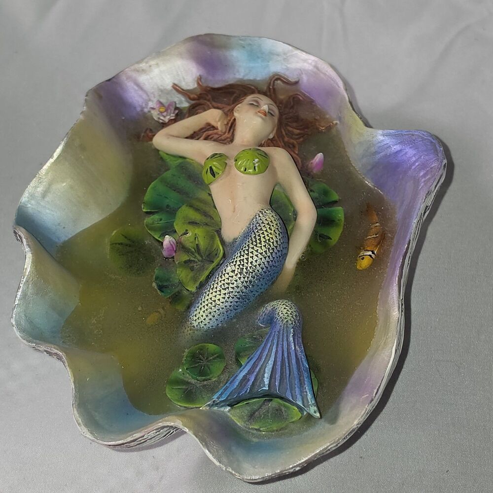 Sheila Wolk Mermaid Shell Figurine 7" Fantasy Ocean Nautical Coastal Decor